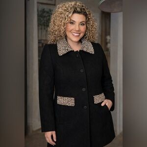 Colleen Lopez Faux Wool Beaded Collar Coat – Small